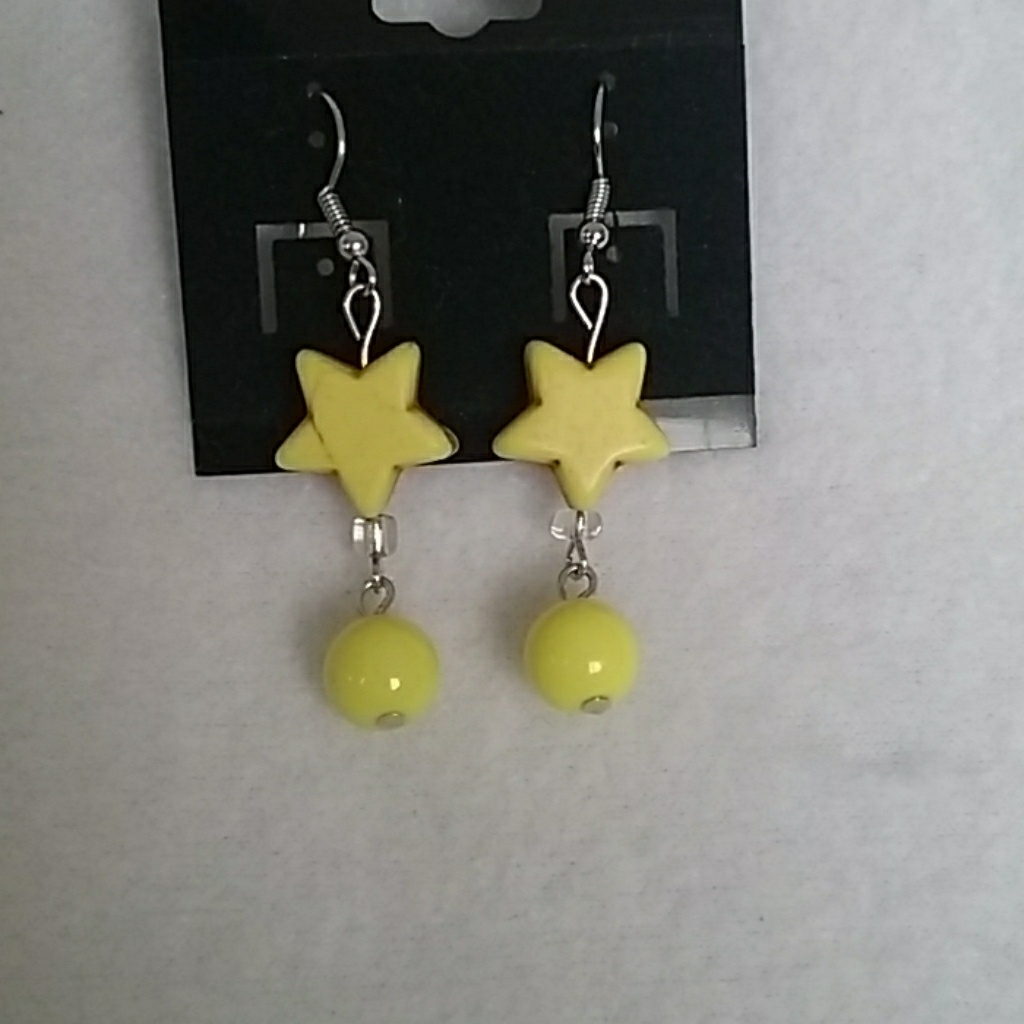 Yellow Star Dangle Hook Earrings